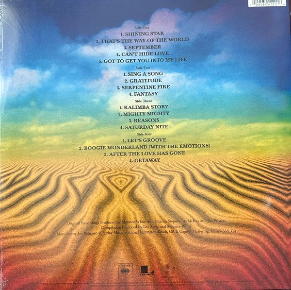 Earth, Wind & Fire - Greatest Hits (2LP) Vinyl - Rear Sleeve with Full Tracklist