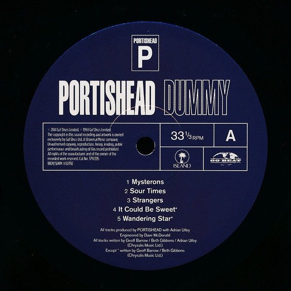 Portishead Dummy LP side A record label