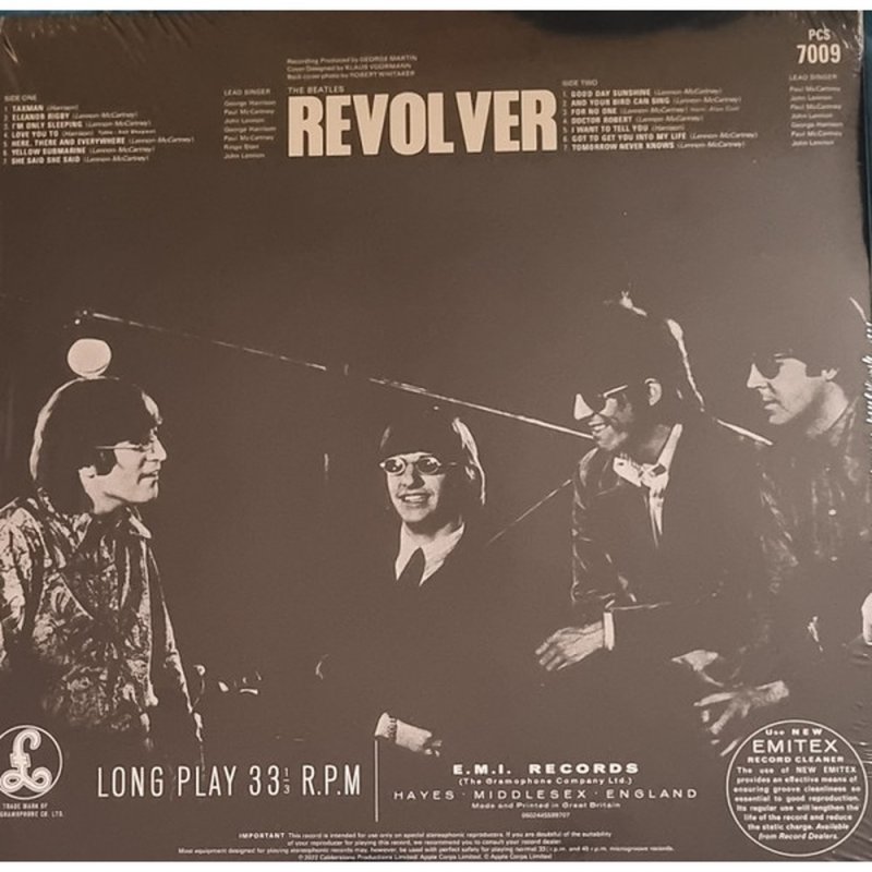 The Beatles Revolver rear sleeve with full track listing and credits