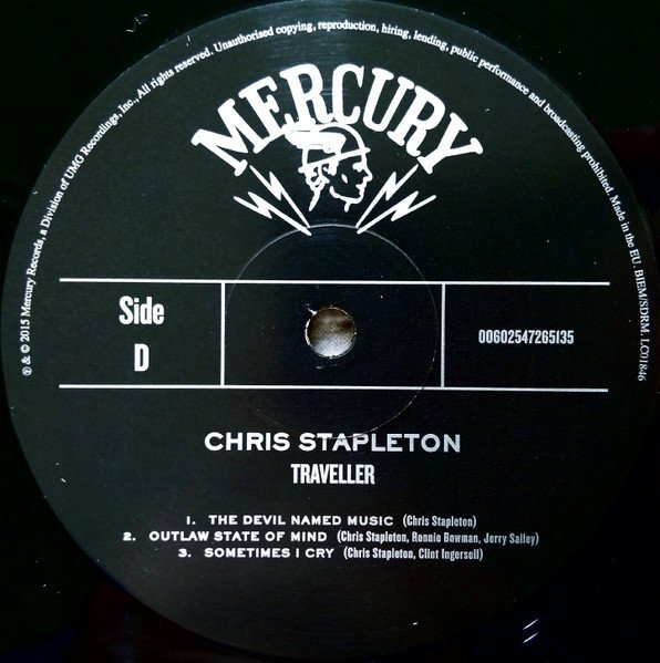 Chris Stapleton - Traveller [Gatefold] (2LP) Vinyl, side D record label