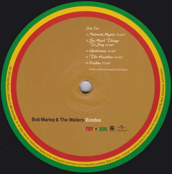 Bob Marley & The Wailers - Exodus (LP) Vinyl, side one record label