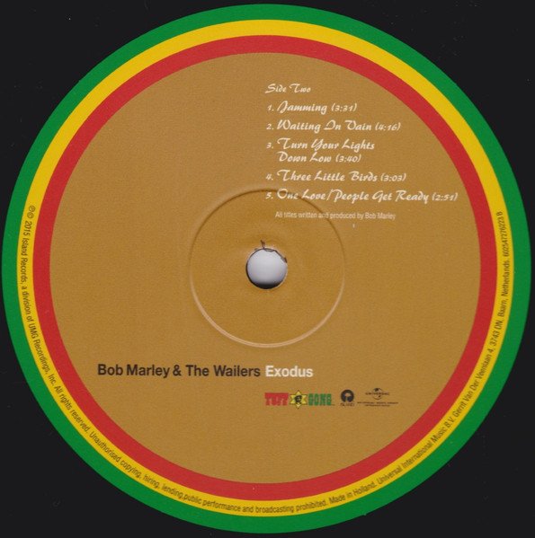 Bob Marley & The Wailers - Exodus (LP) Vinyl, side two record label