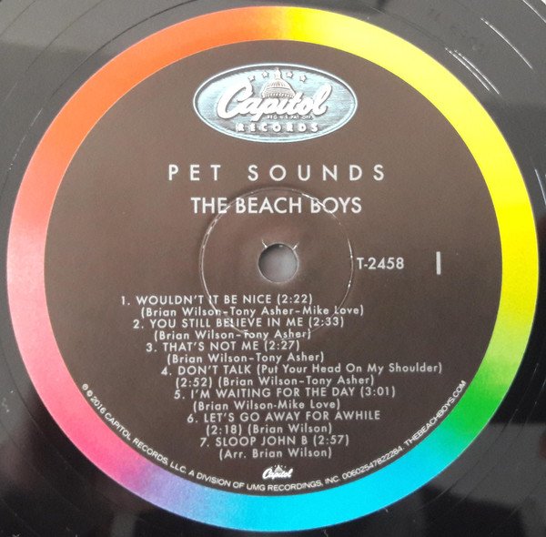 The Beach Boys Pet Sounds side one Capitol rainbow label, reference T-2458