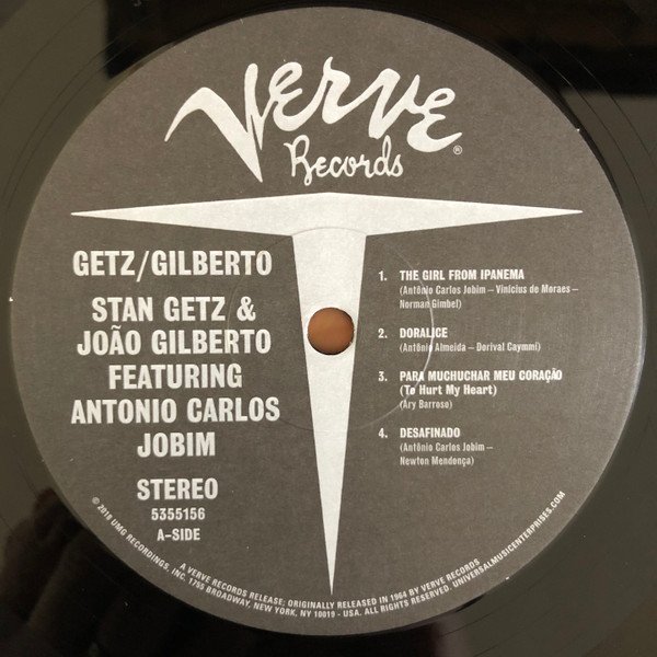 Stan Getz & Joao Gilberto - Getz/Gilberto (LP) Vinyl, side one record label