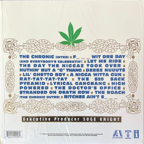 Dr. Dre The Chronic 2LP rear sleeve with track listing