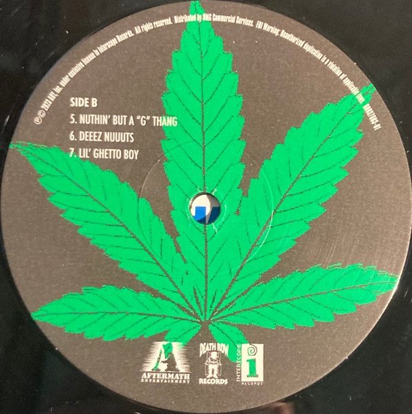Death Row, Aftermath and Interscope record label on black vinyl