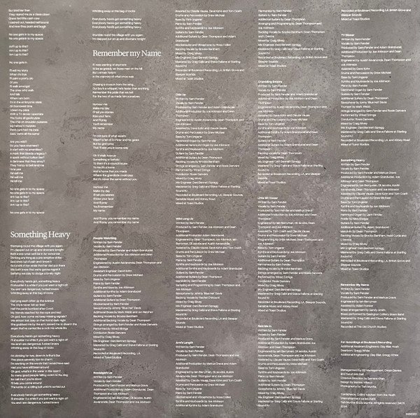Sam Fender People Watching printed inner sleeve lyrics and credits