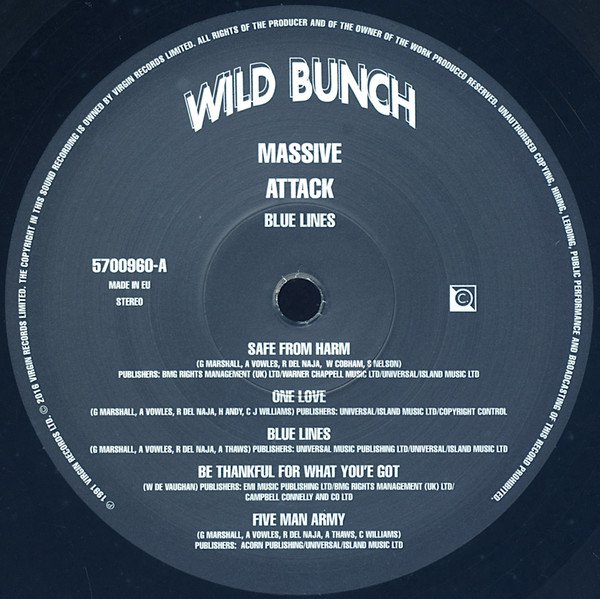 Massive Attack Blue Lines LP side A Wild Bunch record label