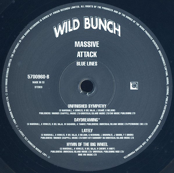Massive Attack Blue Lines LP side B Wild Bunch record label