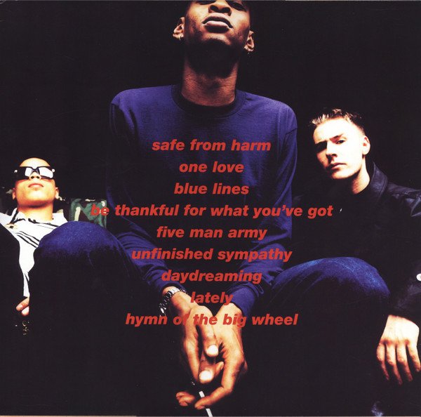 Massive Attack Blue Lines LP rear cover with track listing