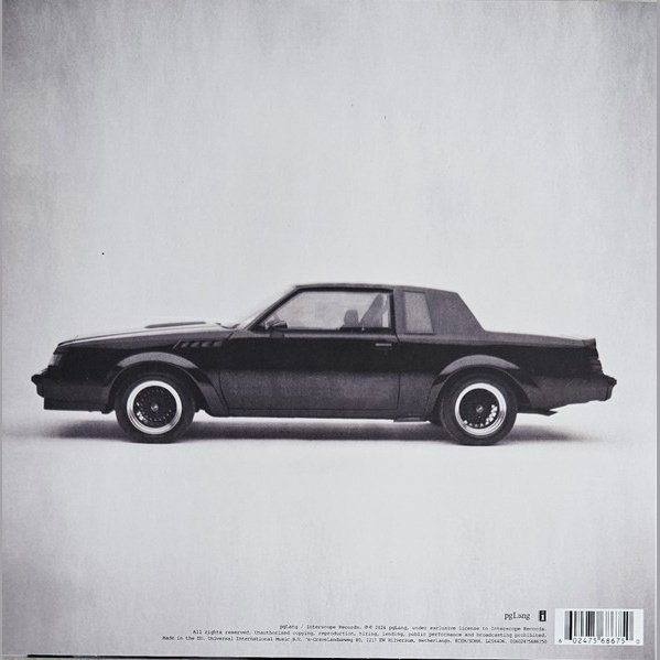 Kendrick Lamar GNX LP rear sleeve showing the Buick Grand National GNX in profile with the barcode and label credits