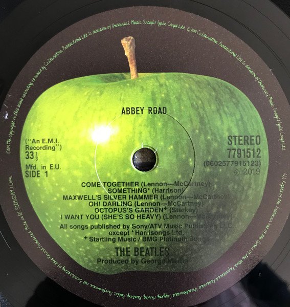 The Beatles Abbey Road side one green Apple label, catalogue number 7791512