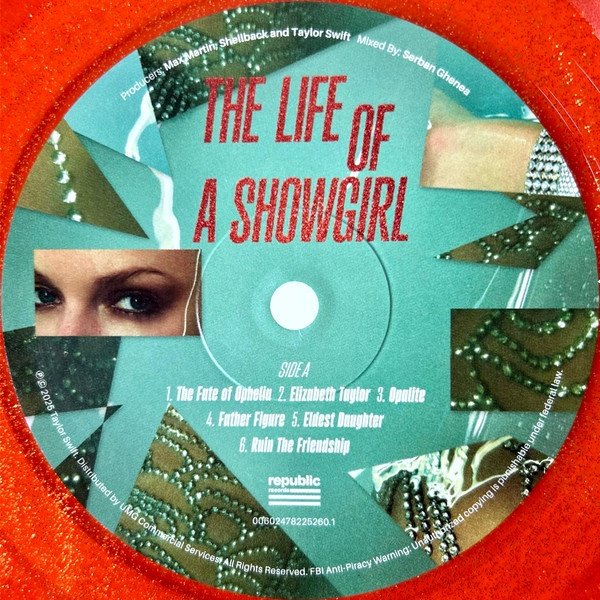 Taylor Swift - The Life of a Showgirl [Gatefold, Portofino Orange Glitter] (LP) Vinyl, Portofino Orange Glitter disc, side A