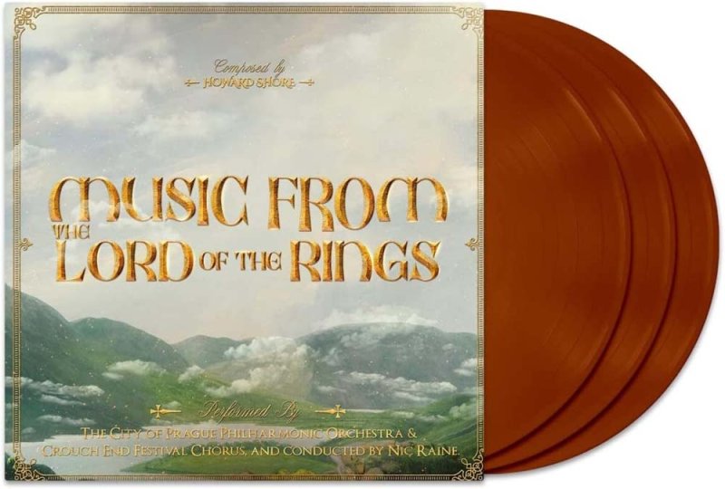 Sleeve shown with the three brown vinyl discs