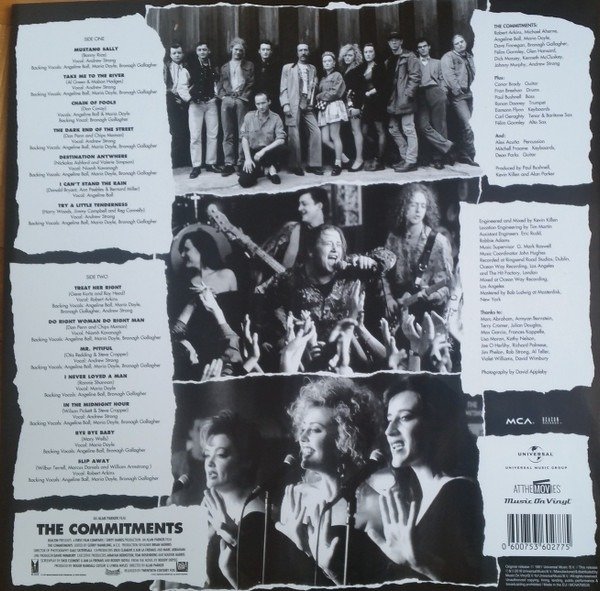 The Commitments soundtrack LP back cover with full tracklist and credits