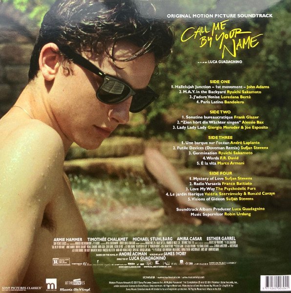 Call Me By Your Name Original Motion Picture Soundtrack 2LP back cover with full tracklist
