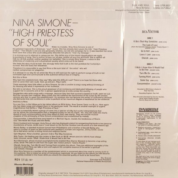 Nina Simone Silk & Soul rear sleeve with tracklist and sleeve notes