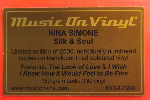 Music On Vinyl hype sticker, limited edition of 2500 numbered copies on translucent red vinyl