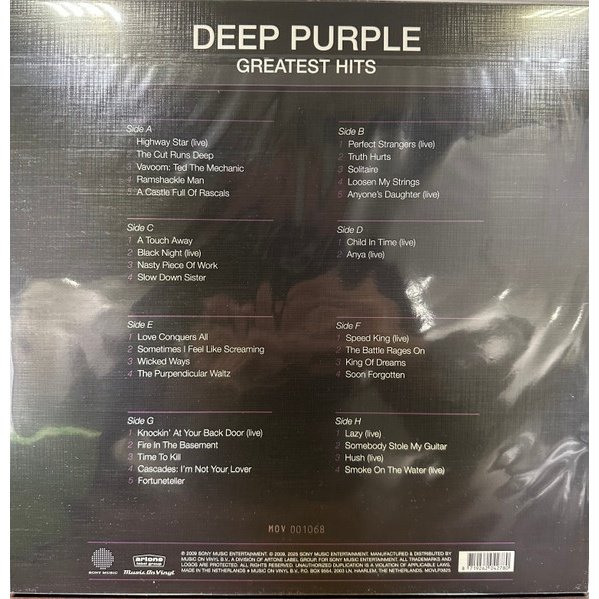 Deep Purple Greatest Hits rear sleeve with full tracklist