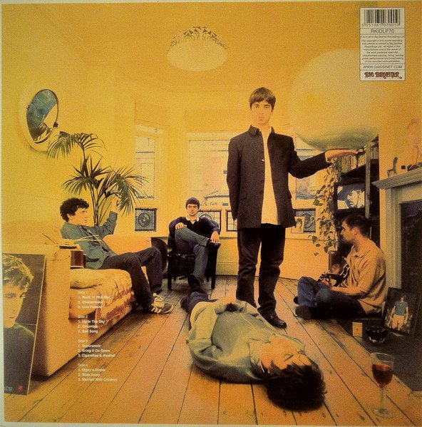 Oasis Definitely Maybe 2LP vinyl rear cover with track listing