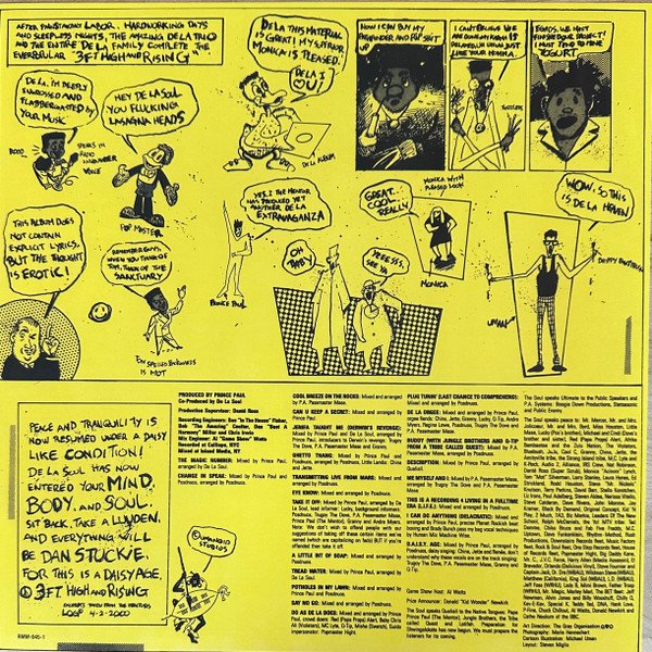 De La Soul - 3 Feet High And Rising [180g, Yellow, Comic Insert] (2LP) Vinyl - Comic Insert Reverse