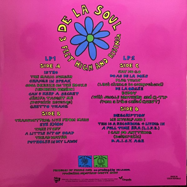 De La Soul - 3 Feet High And Rising [180g, Yellow, Comic Insert] (2LP) Vinyl - Rear Cover and Tracklist
