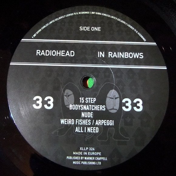 Radiohead - In Rainbows (LP) Vinyl, side one record label on 180g black vinyl
