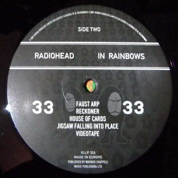Radiohead - In Rainbows (LP) Vinyl, side two record label on 180g black vinyl