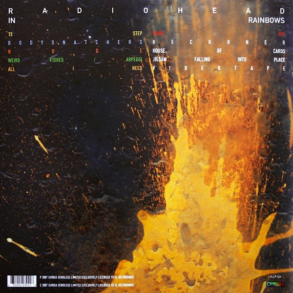 Radiohead - In Rainbows (LP) Vinyl, rear sleeve with ten track listing