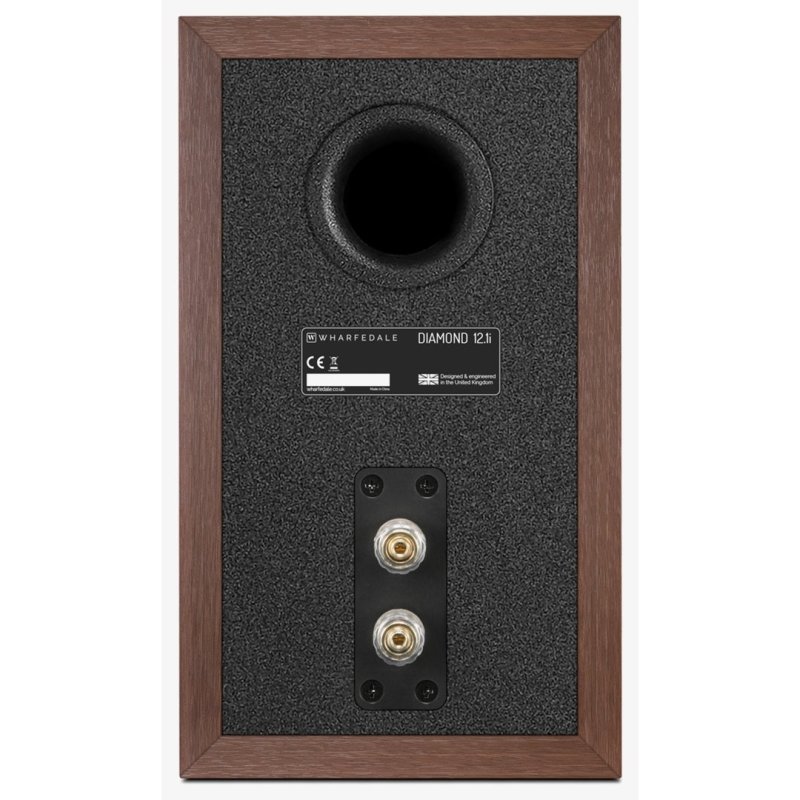 Wharfedale Diamond 12.1i Bookshelf Speaker Walnut rear panel with port and binding posts