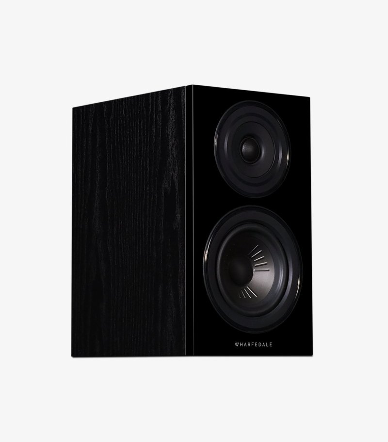 Wharfedale Diamond 12.1 Bookshelf Speakers Black (Pair) — rear three-quarter view