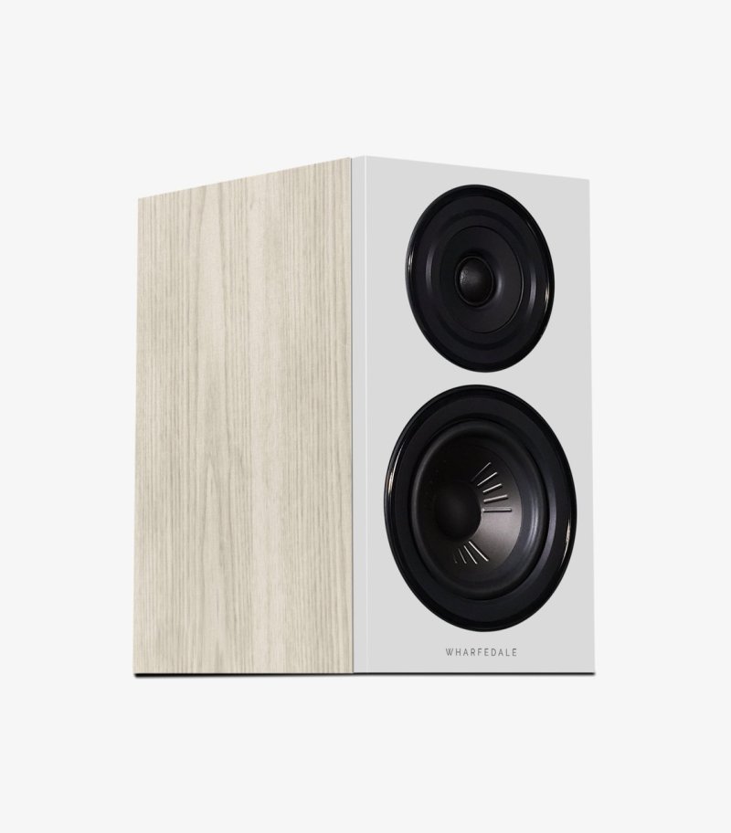 Wharfedale Diamond 12.1 Bookshelf Speakers Light Oak (Pair) — rear three-quarter view