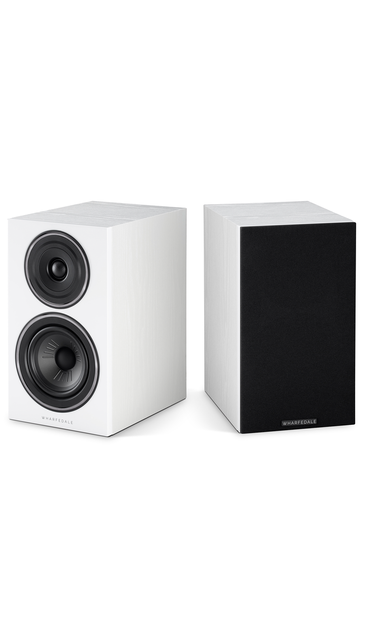 Wharfedale Diamond 12.2 Bookshelf Speakers White (Pair) — pair view (grille on)