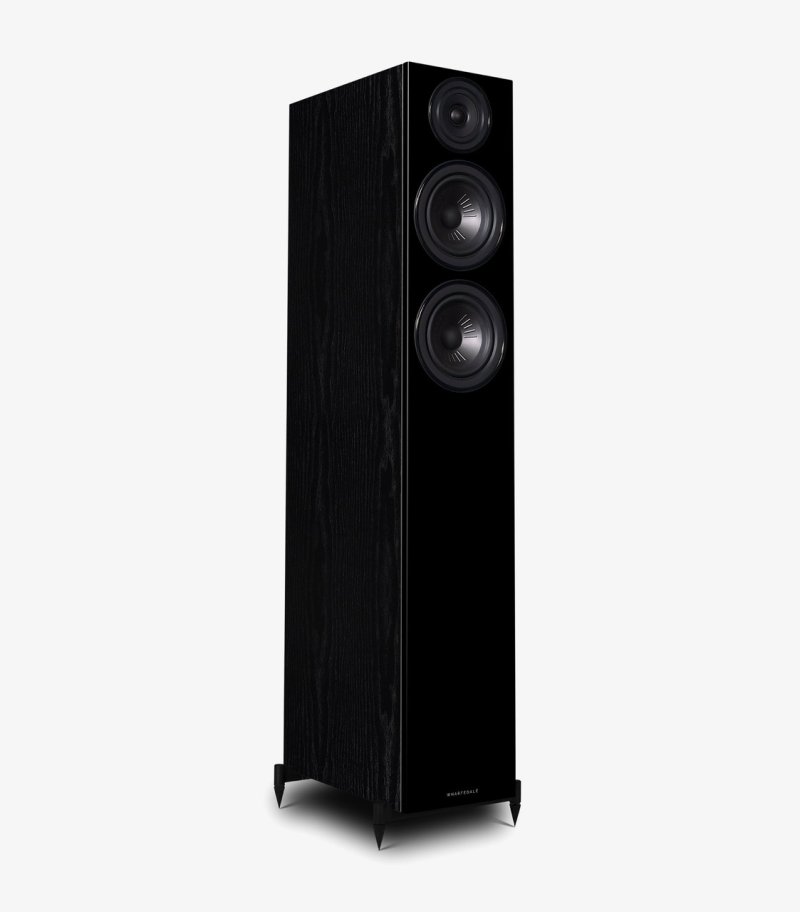 Wharfedale Diamond 12.4 Floorstanding Speakers Black (Pair) — rear three-quarter view