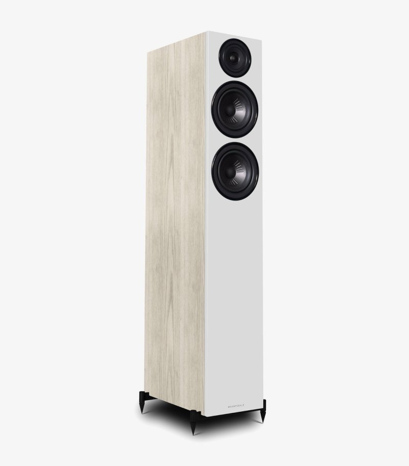 Wharfedale Diamond 12.4 Floorstanding Speakers Light Oak (Pair) — rear three-quarter view