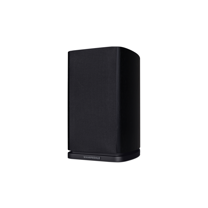 Wharfedale Evo 4.1 Bookshelf Speakers Black (Pair) — angled view (grille on)