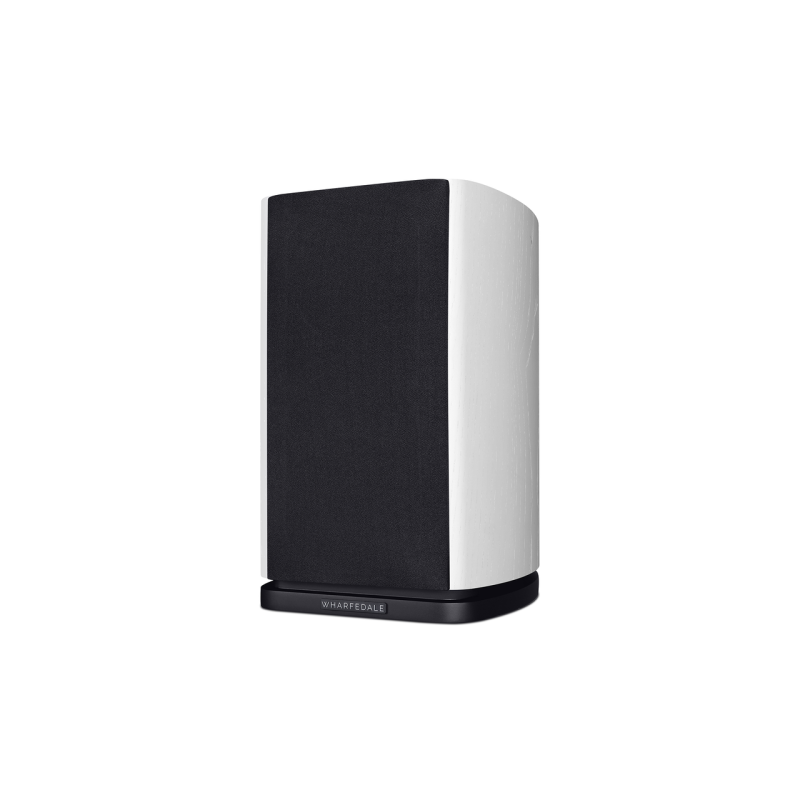Wharfedale Evo 4.1 Bookshelf Speakers White (Pair) — angled view (grille on)