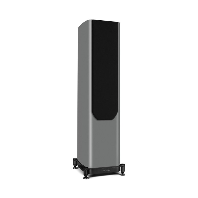 Wharfedale Evo 5.3 Floorstanding Speakers Grey (Pair) — three-quarter view (grille on)