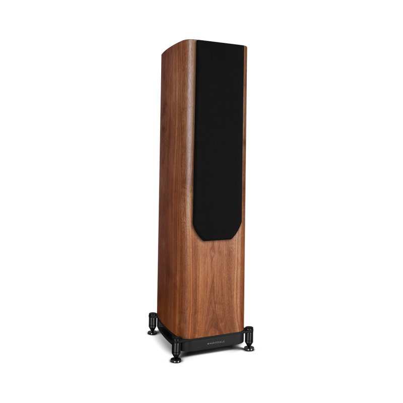 Wharfedale Evo 5.3 Floorstanding Speakers Walnut - three-quarter view with grille