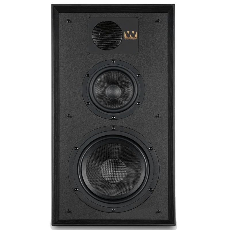 Wharfedale Linton Standmount Speakers Black Oak (Pair) — front view