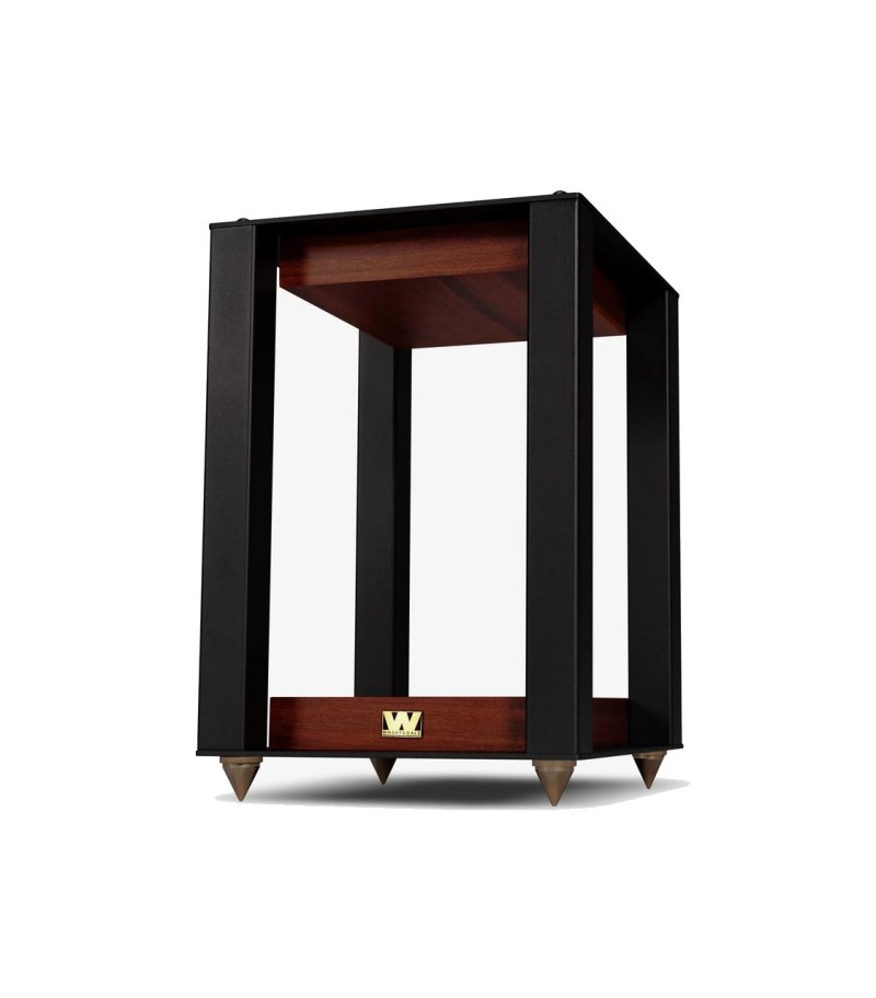 Wharfedale Linton Stand in Mahogany Red finish — front view