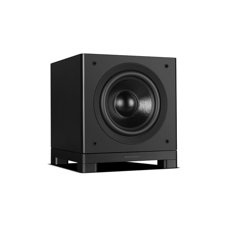Wharfedale NOVA 10 Subwoofer Matte Black, alternative angled view with grille removed