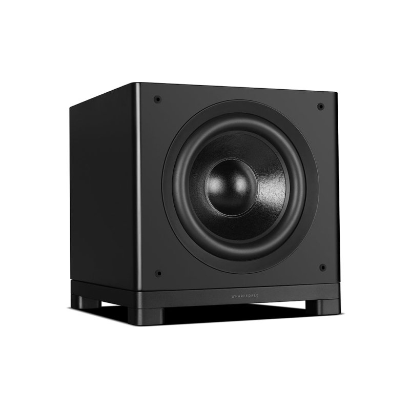 Wharfedale NOVA 12 Subwoofer Matte Black alternative angled view with grille removed