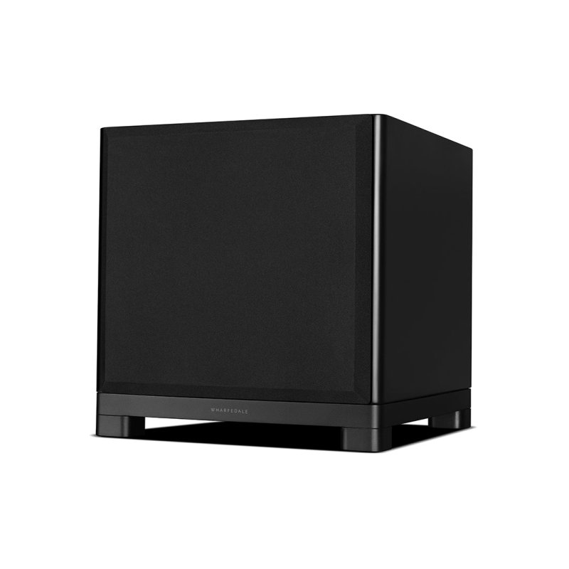 Wharfedale NOVA 12 Subwoofer Matte Black angled view with grille fitted
