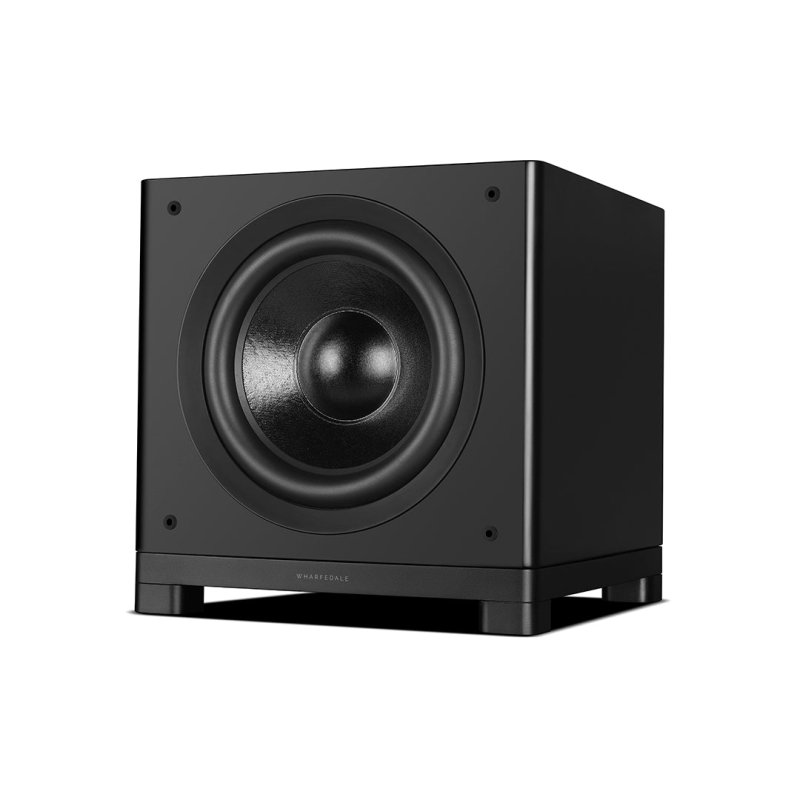 Wharfedale NOVA 12 Subwoofer Matte Black angled view with grille removed