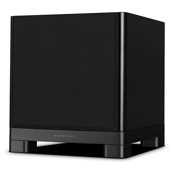 Wharfedale NOVA 8 Subwoofer Matte Black angled view with grille fitted