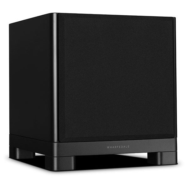 Wharfedale NOVA 8 Subwoofer Matte Black alternative angled view with grille fitted
