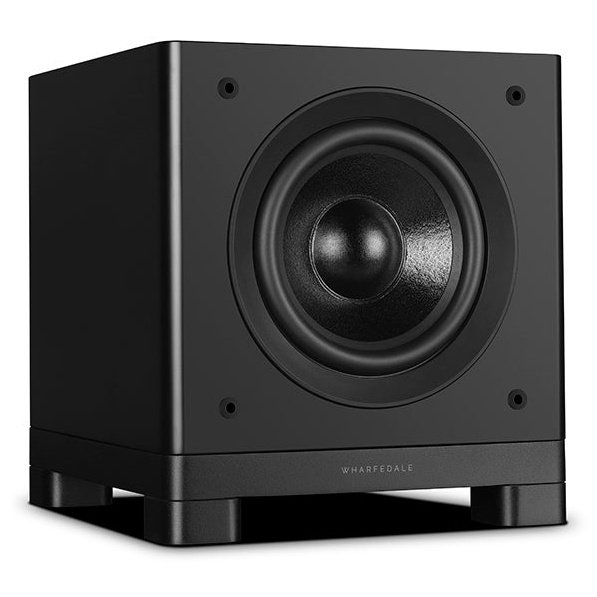Wharfedale NOVA 8 Subwoofer Matte Black alternative angled view with grille removed
