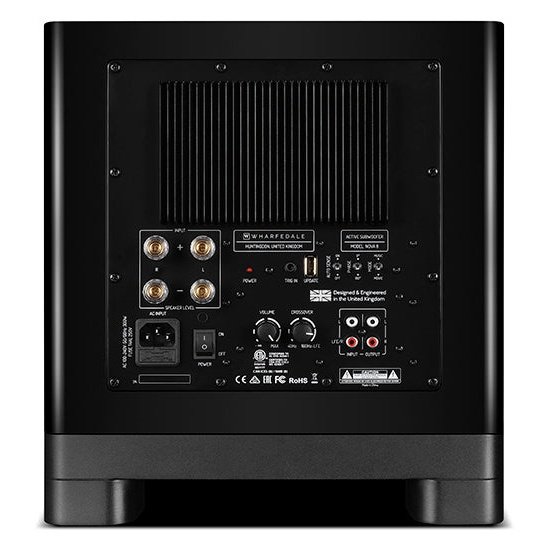 Wharfedale NOVA 8 Subwoofer Matte Black rear amplifier panel controls and connections