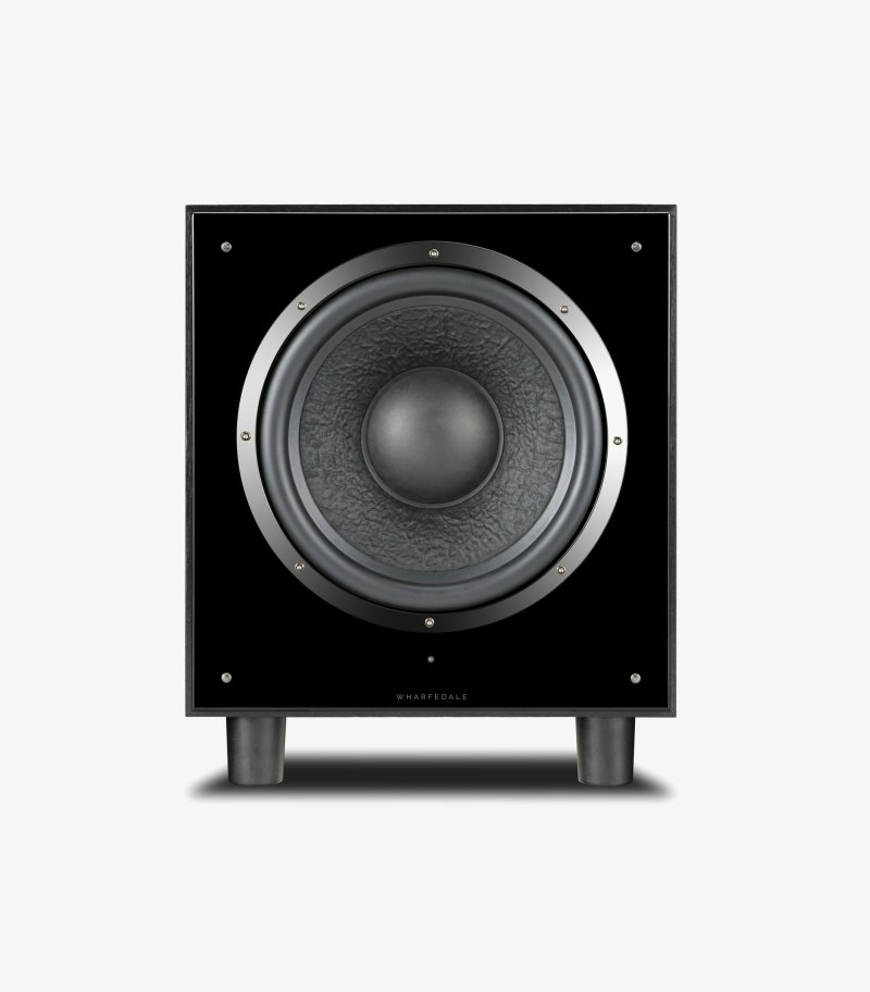 Wharfedale SW-12 Subwoofer Black Wood front view without grille